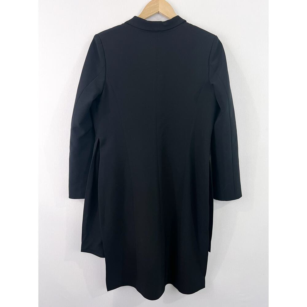 Vintage Women Black Blazer Trench Coat Medium Valenciani Single Button Side Slit - Picture 5 of 5